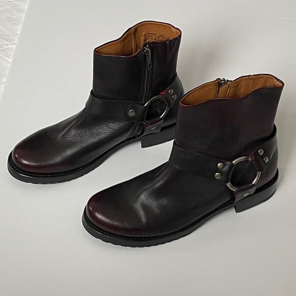 Frye harness boots - women's 9B - dark cherry leather - Picture 3 of 6